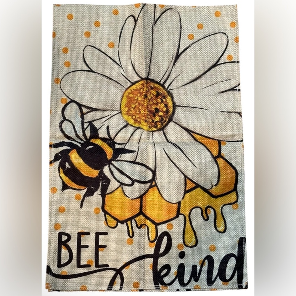 Bee Kind Honey Bee Honey Comb Flower Garden Flag, 12” X 18” Decor Home Be